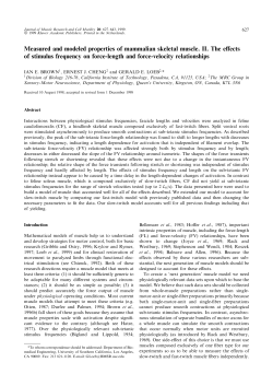 Measured and modeled properties of mammalian skeletal muscle. II