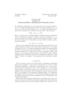 Economics 536 Lecture 24 Treatment Effects, Matching and