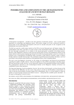 possibilities and limitations in the archaeogenetic analysis of ancient