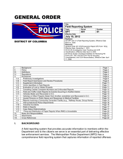 Field Reporting System - General Orders for the Public