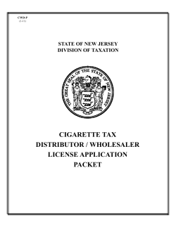Cigarette Tax Distributor/Wholesaler License Application Packet
