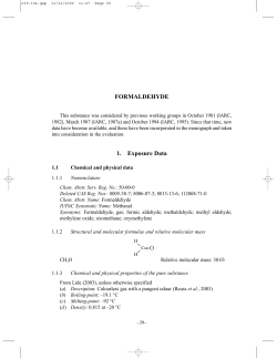 FORMALDEHYDE 1. Exposure Data