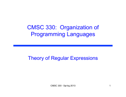 Theory of Regular Expressions - UMD Department of Computer