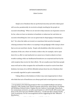1 OFFENSIVE BENEFICENCE Adam Cureton Simple acts of