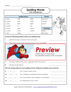 Spelling Words - Super Teacher Worksheets