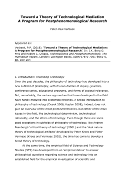 Toward a Theory of Technological Mediation A Program for