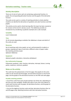 Derivative matching – Teacher notes Activity description Notes on