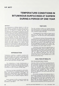 temperature conditions in bituminous surfacings at darwin during a