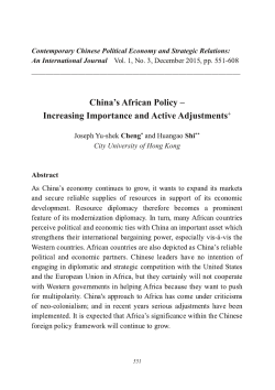 China`s African Policy &ndash; Increasing Importance and Active