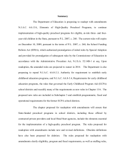 N.J.A.C. 6A:13A Elements of High Quality Preschool