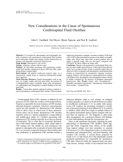 New Considerations in the Cause of Spontaneous Cerebrospinal