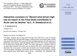 Interactive comment on &ldquo;Recent wind driven high sea ice export in
