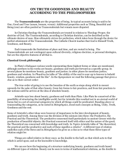 on truth goodness and beauty according to the philosophers