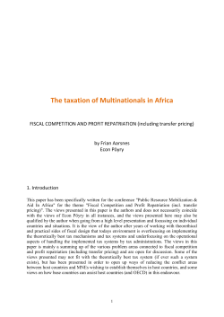The taxation of Multinationals in Africa