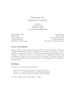 Philosophy 180: Philosophy of Comedy