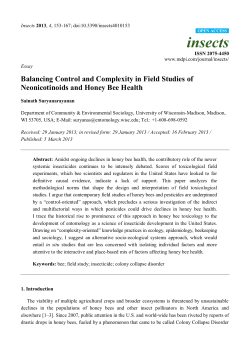 Balancing Control and Complexity in Field Studies of Neonicotinoids