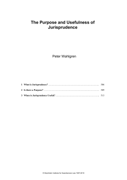The Purpose and Usefulness of Jurisprudence