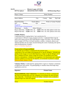 DATE________________ Miracle League of El Paso $45 New