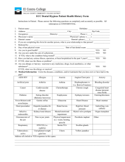 ECC Dental Hygiene Patient Health History Form
