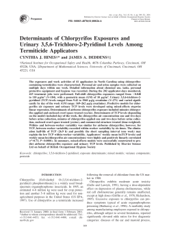 Determinants of chlorpyrifos exposures and urinary 3, 5, 6