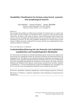 Readability Classification for German using Lexical, Syntactic, and