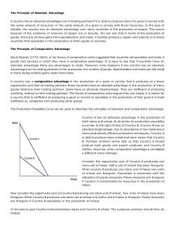 The Principle of Absolute Advantage A country has an