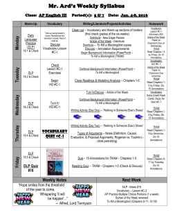 Mr. Ard`s Weekly Syllabus