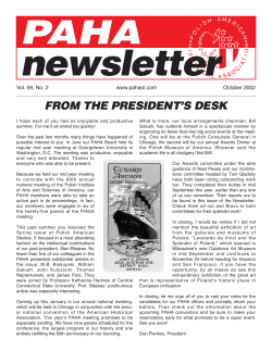 2002 Fall PAHA Newsletter - Polish American Historical Association