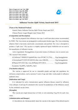 Influenza Vaccine (Split Virion), Inactivated 2015