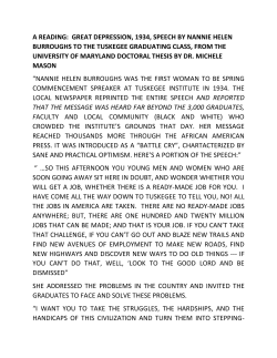 Excerpts from Burroughs` 1934 Tuskegee Institute Commencement