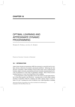 optimal learning and approximate dynamic programming