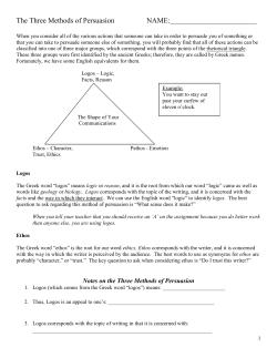 The Three Methods of Persuasion NAME