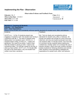 Implementing the Plan -‐ Observation