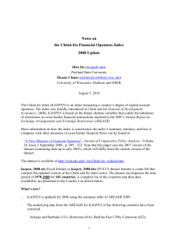 Notes on the Chinn-Ito Financial Openness Index 2008 Update