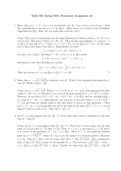 Math 503, Spring 2015: Homework Assignment #1 1. Show that p(x