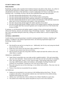 STUDENT DRESS CODE PHILOSOPHY Rockbridge Academy