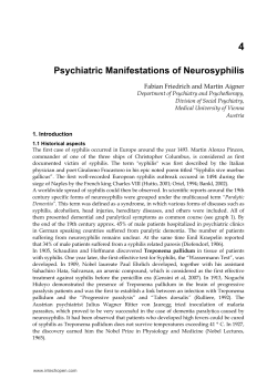 Psychiatric Manifestations of Neurosyphilis