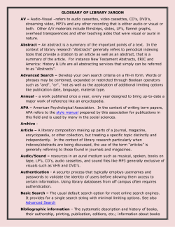 GLOSSARY OF LIBRARY JARGON AV &ndash; Audio
