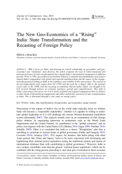 The New Geo-Economics of a &ldquo;Rising&rdquo; India