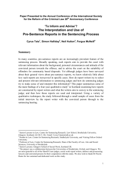 SOCIAL ENQUIRY REPORTS AND SENTENCING IN