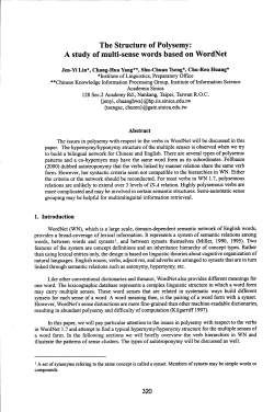 The Structure of Polysemy: A study of multi