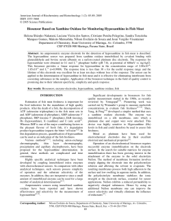 Biosensor Based on Xanthine Oxidase for Monitoring Hypoxanthine
