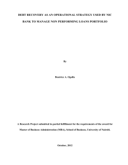 Debt Recovery As An Operational Strategy Used