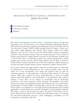 Anca Sarau-Vuorinen Romanian New Wave Cinema. An Introduction