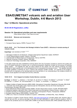 ESA/EUMETSAT volcanic ash and aviation User Workshop, Dublin