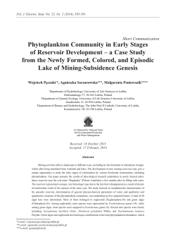 Phytoplankton Community in Early Stages of Reservoir