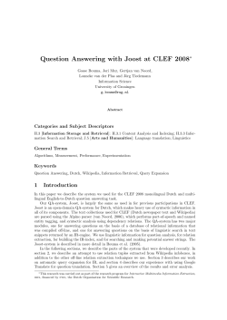 Question Answering with Joost at CLEF 2008