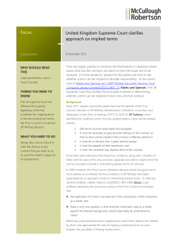 English Supreme Court clarifies approach on implied terms Focus