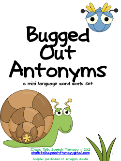 Bugged Out Antonyms a mini language word work set