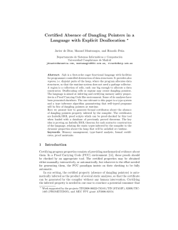 Certified Absence of Dangling Pointers in a Language with Explicit